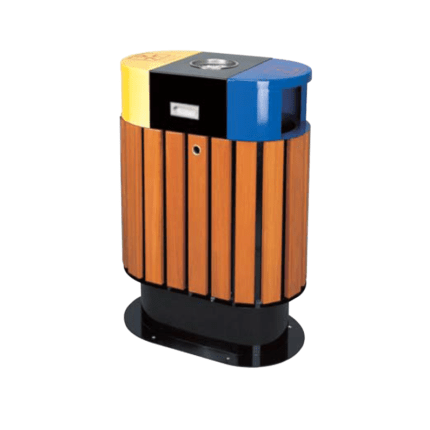 Thùng rác gỗ công cộng 2 ngăn VB-78E - thùng rác noài trời 2 ngăn
