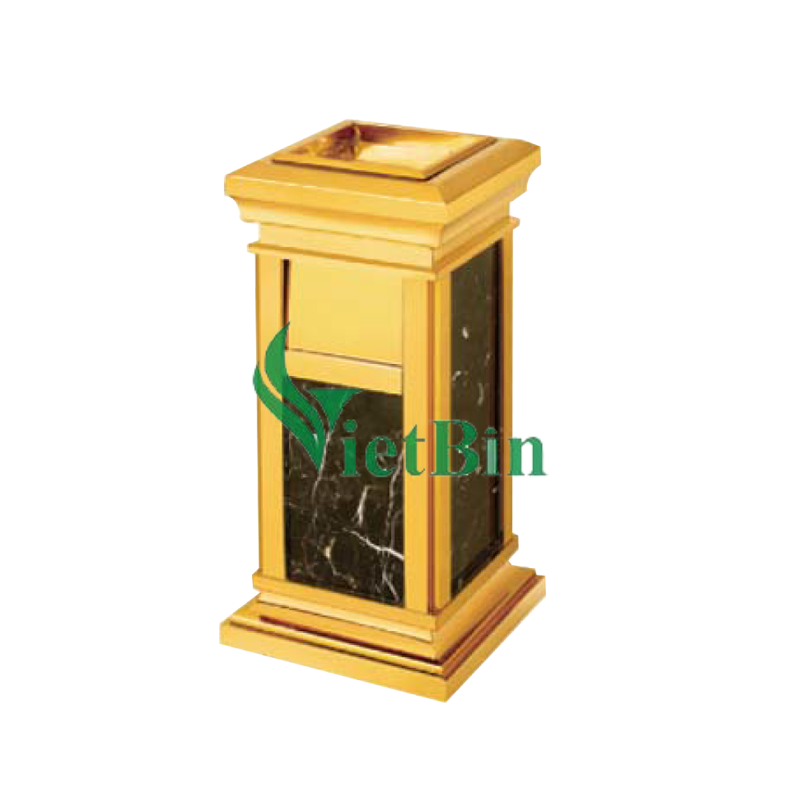 thùng rác inox đá hoa cương A-15