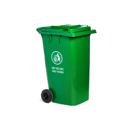 Thùng rác nhựa 120 lít màu xanh - thùng đựng rác có bánh xe