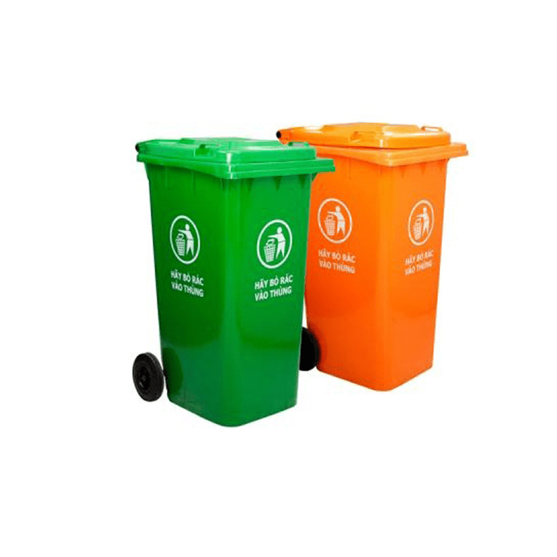 Thùng rác nhựa công cộng 240 lít xanh - thùng đựng rác nhựa