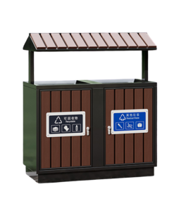 Thùng rác ngoài trời 2 ngăn hình mái nhà Vietbin VB-M11