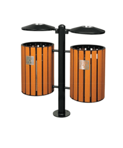 Thùng rác gỗ treo 2 ngăn để ngoài trời A78-B