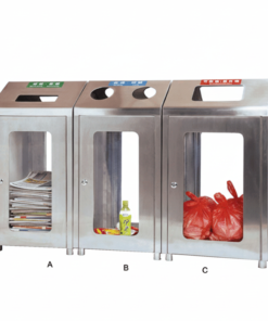 Thùng rác inox 3 ngăn phân loại rác thải nơi công cộng A88