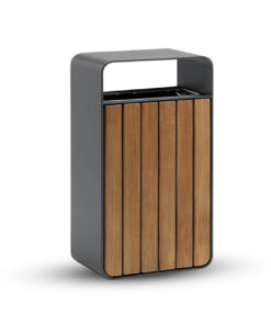 Thùng rác thép ngoài trời Vietbin Box Wood thép dày 4mm