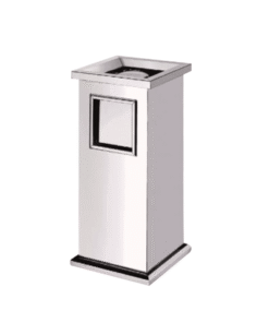 Thùng rác inox vuông cao cấp có gạt tàn thuốc lá A2