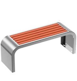 Ghế công viên bằng inox dài 1,2m VB-008, nan bằng gỗ nhựa