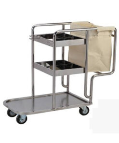 xe đẩy đa năng dọn vệ sinh 3 tầng bằng inox VBTA06